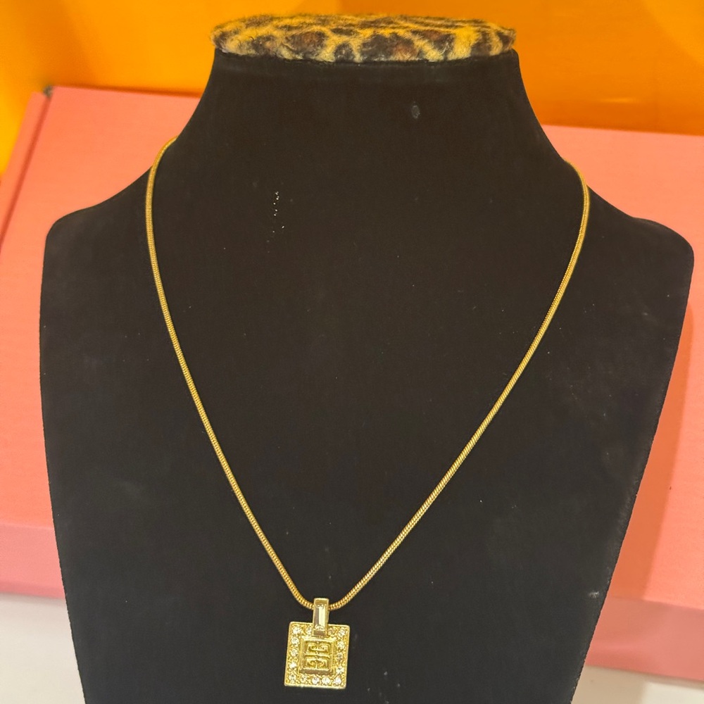 Givenchy Gold and Silver Square Pendant Necklace - Picture 3 of 14